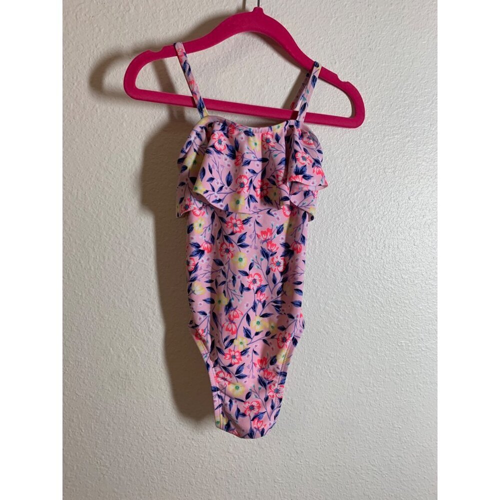 Old Navy Floral Print One Piece Swimsuit Toddler Girls Size 4T Pink AC8